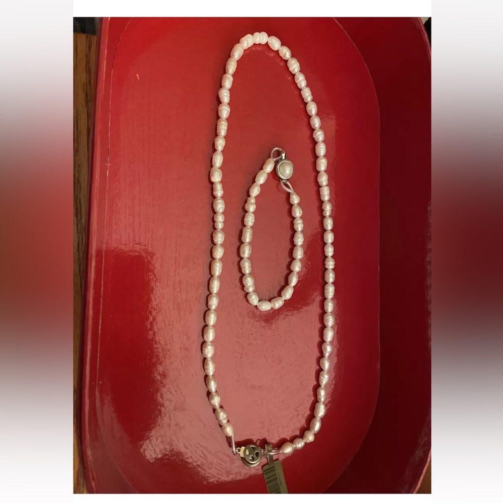 Pearl Bead Necklace / Bracelet Set Clear Bead Shimmer Shine Feminine